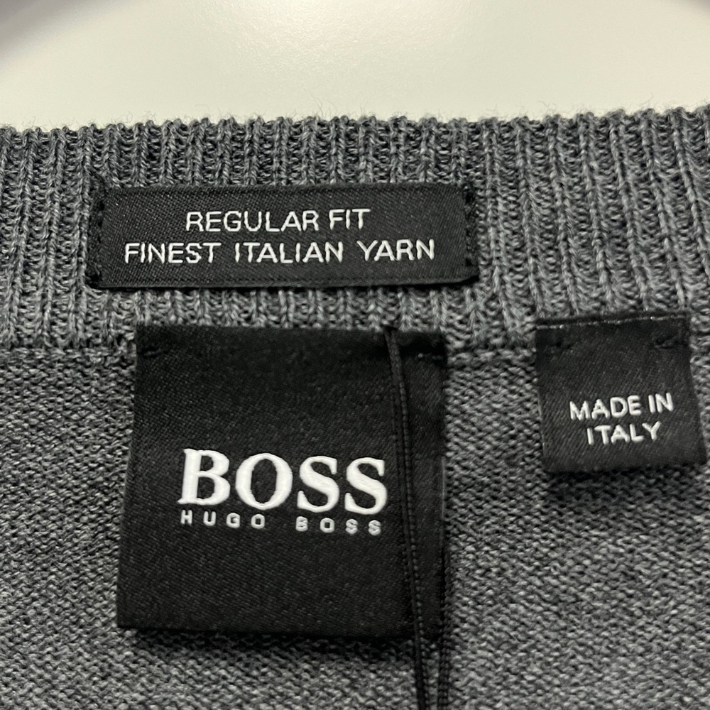 Hugo Boss‎ Gray 3 Tone Cotton V-Neck Sweater Sz. L NWT - Picture 5 of 10
